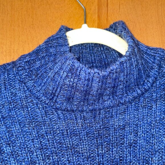 Classic Elements Blue Ribbed Turtleneck Sweater M 100% Acrylic Long Sleeve Knit - Picture 4 of 6